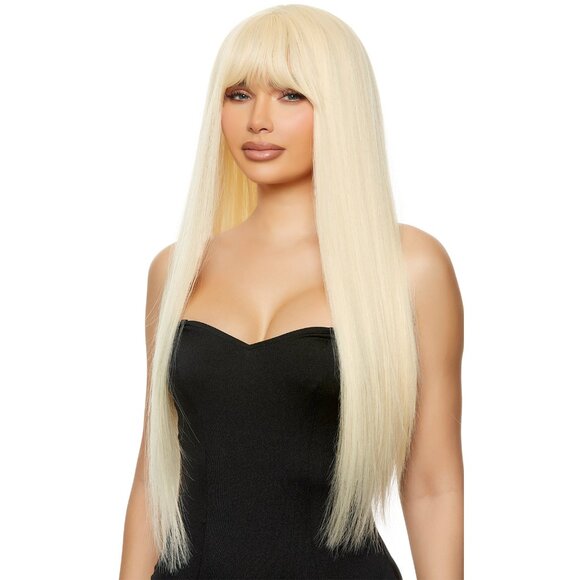 Long Blonde Straight Wig with Bangs - Picture 2 of 2